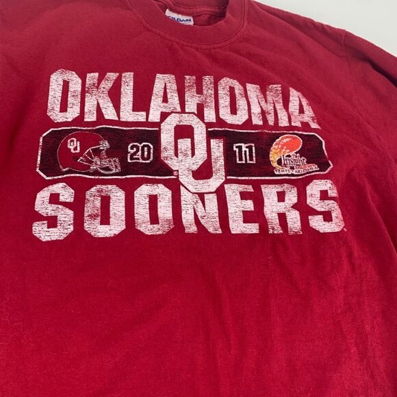 Long Sleeve Oklahoma Sooners Red Tee Shirt - Picture 3 of 10